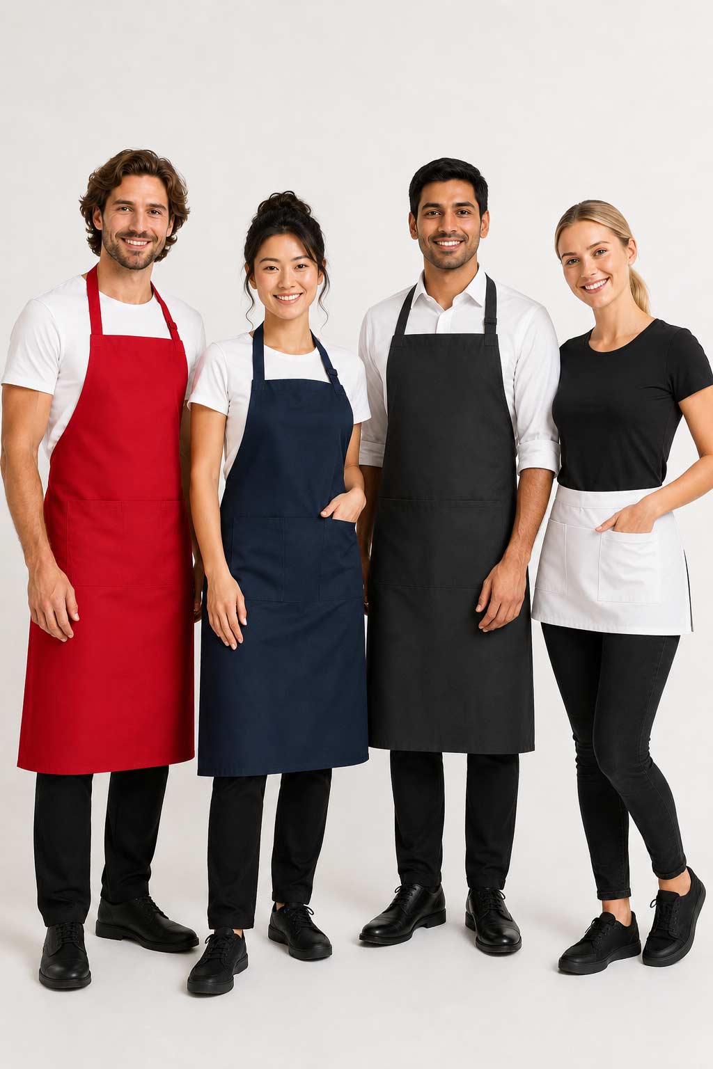 Shop blank aprons for hospitality, workwear, cafes, kitchens, embroidery and screen printing